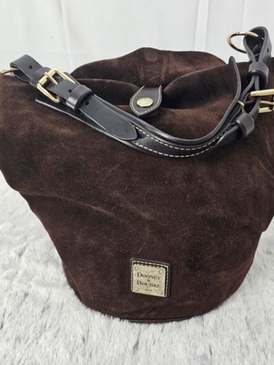 Dooney & Bourke Handbags - Vintage USA Dooney & Bourke Brown Suede Bucket Bag Purse Snap Bucket Shoulder